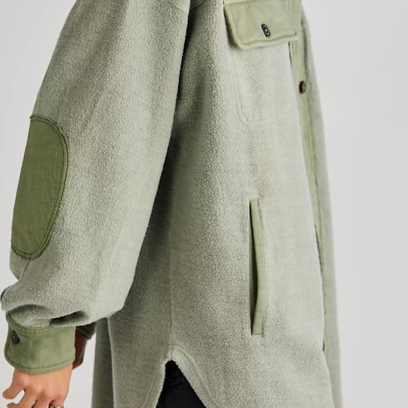 EUC Free People Ruby Oversized Fleece Shirt Jacket Shacket Jaded Cozy Size XS - Picture 2 of 8